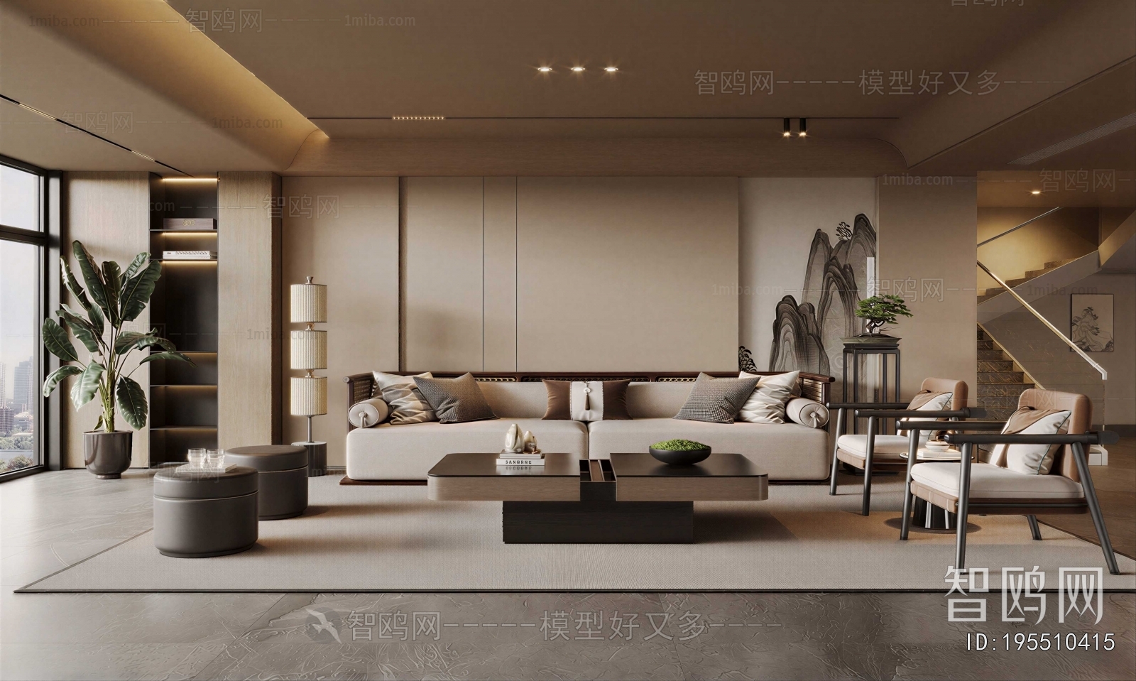 New Chinese Style A Living Room