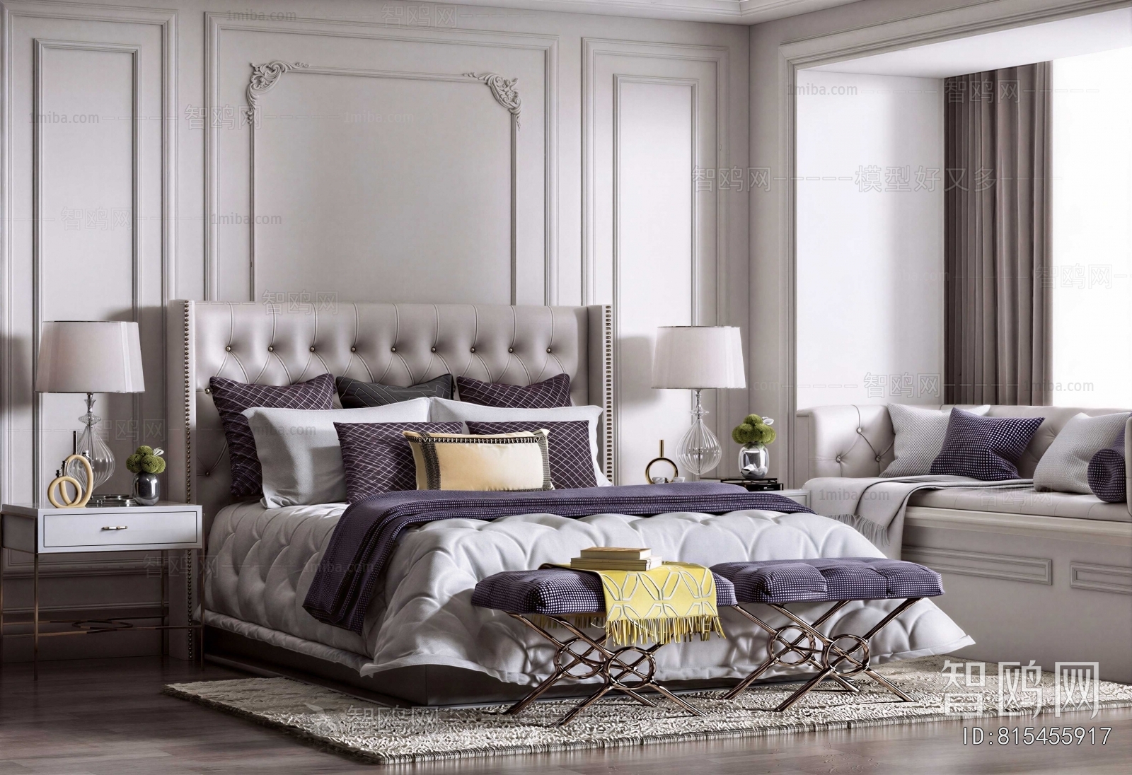 Simple European Style Double Bed