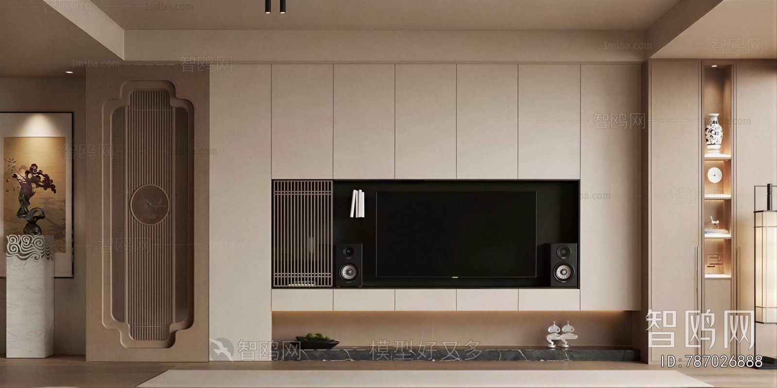 New Chinese Style TV Wall