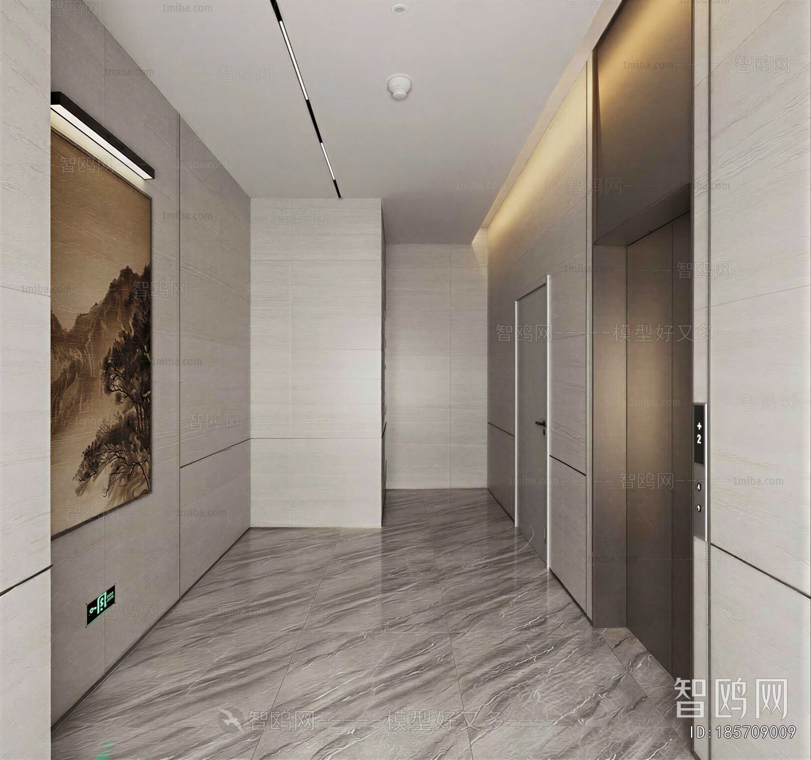 New Chinese Style Office Elevator Hall
