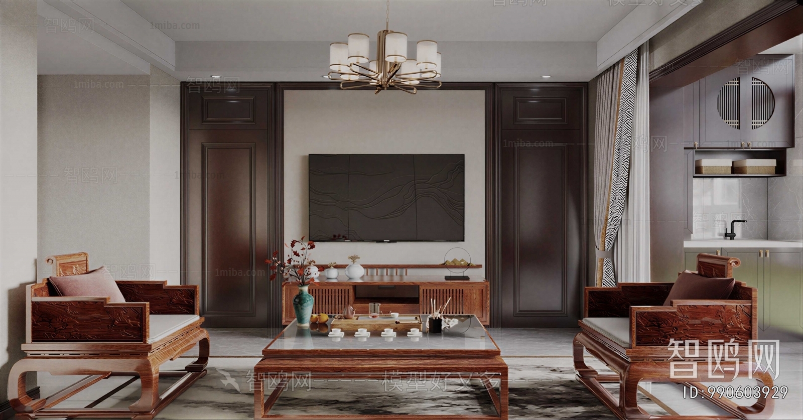 New Chinese Style A Living Room