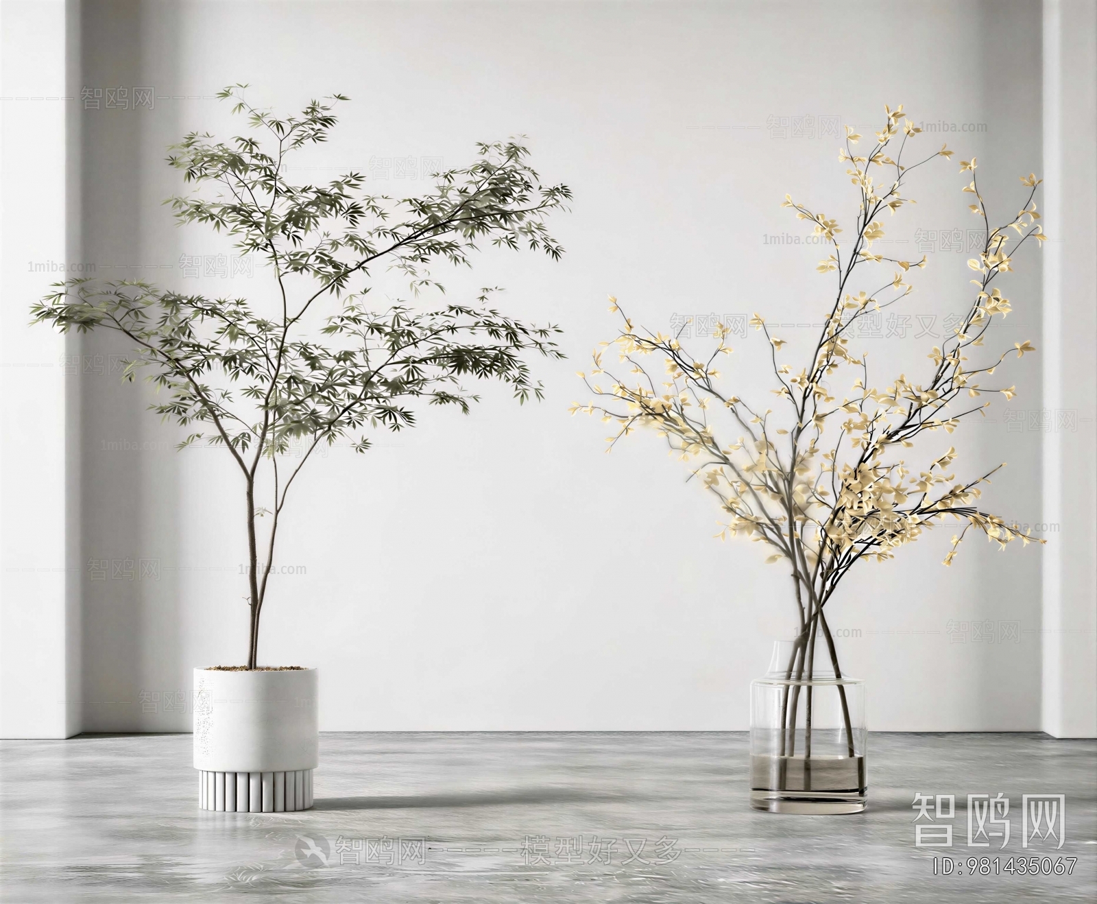 Modern Potted Green Plant