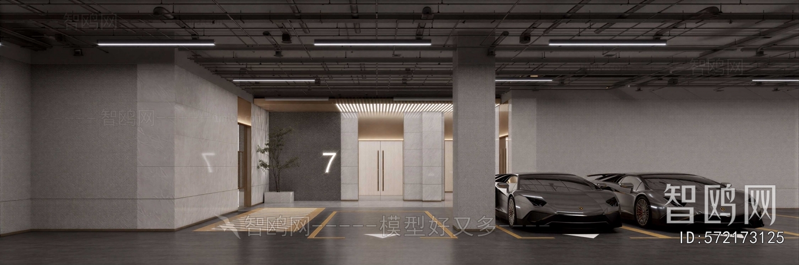 Modern Underground Parking Lot