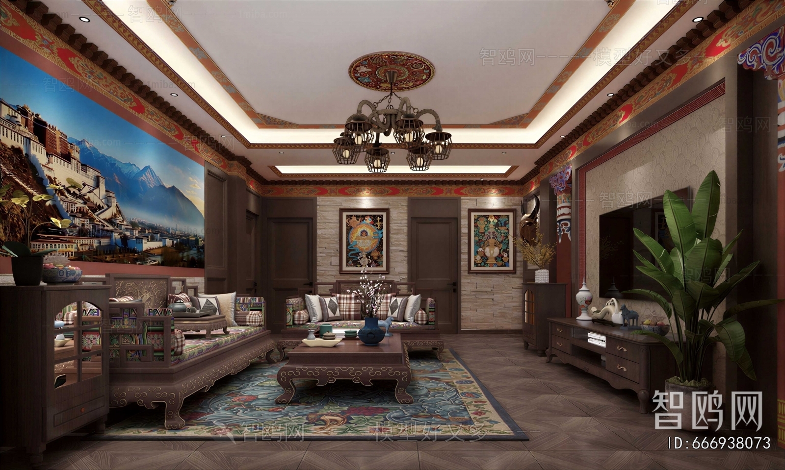 New Chinese Style A Living Room