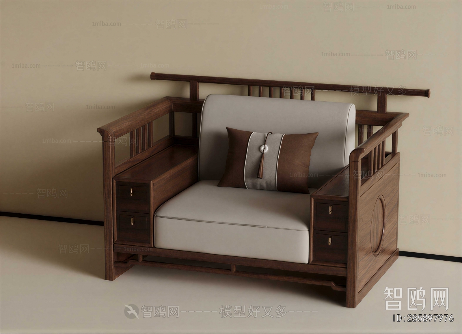 New Chinese Style Single Sofa