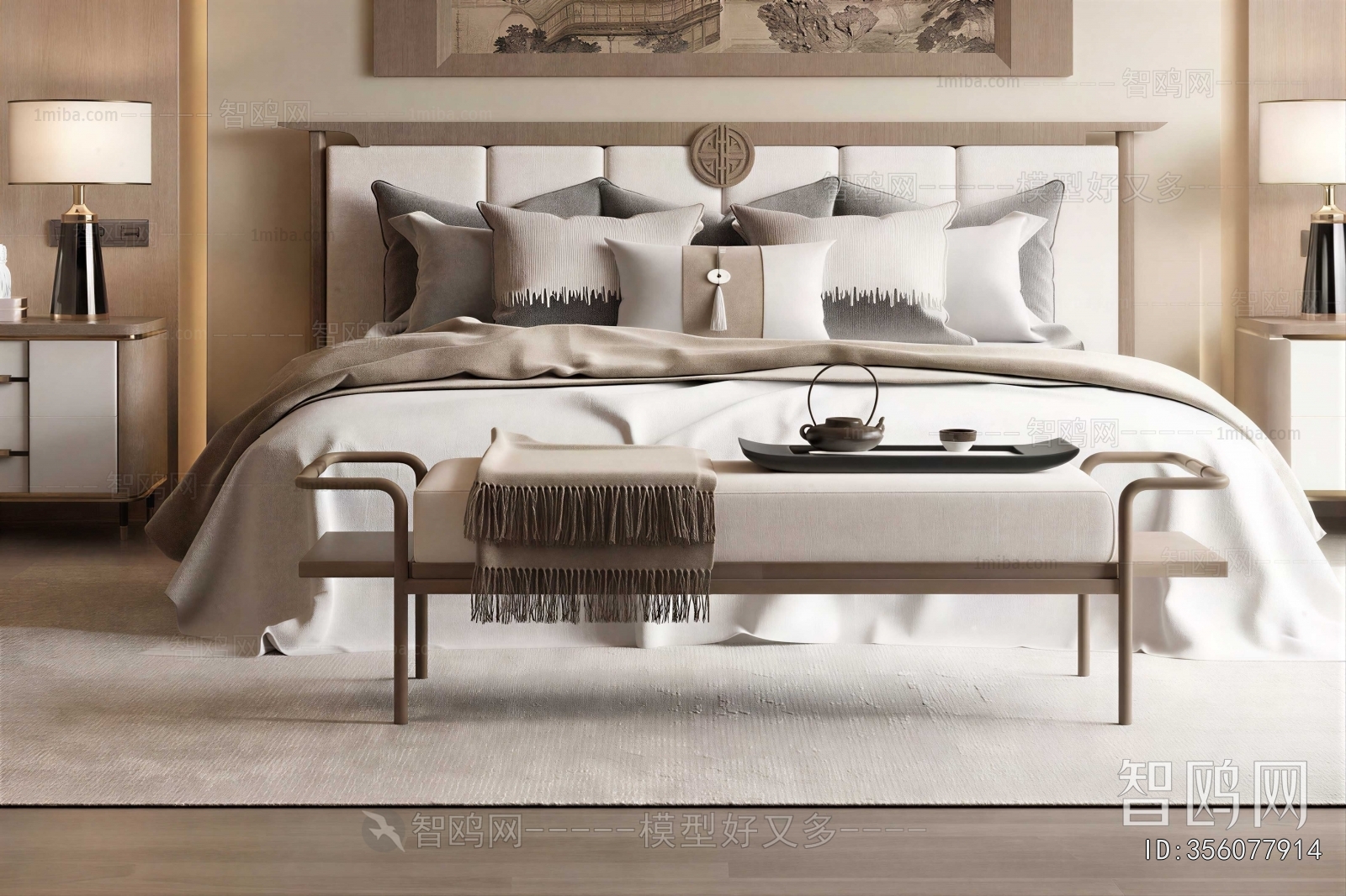 New Chinese Style Double Bed