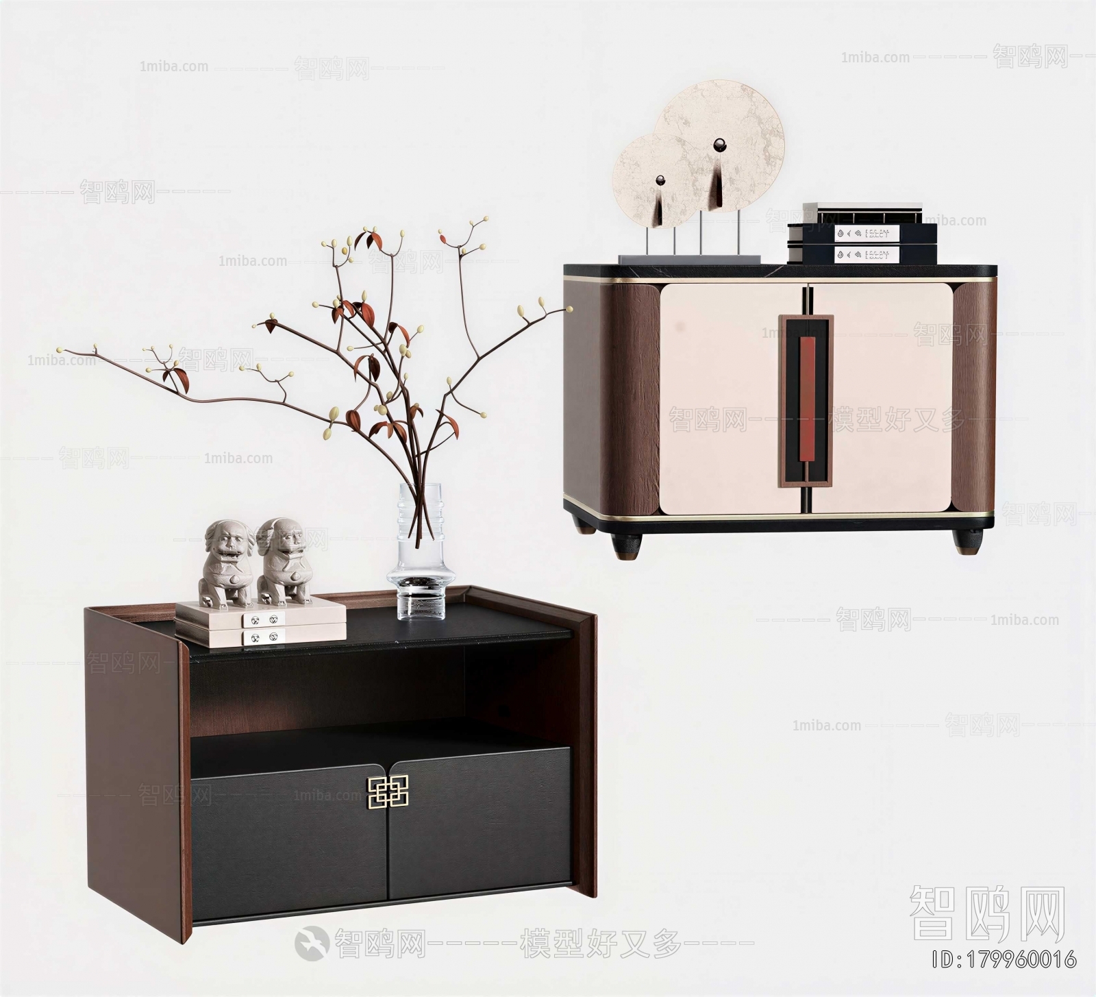 New Chinese Style Bedside Cupboard