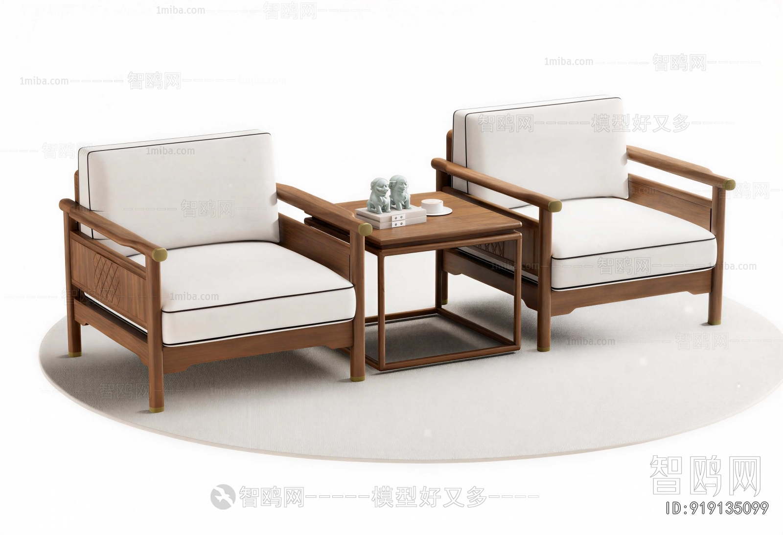 New Chinese Style Single Sofa