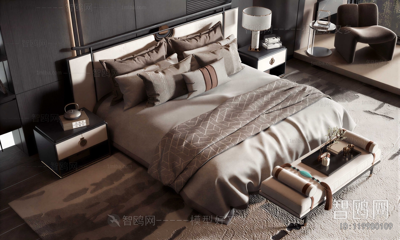 New Chinese Style Double Bed