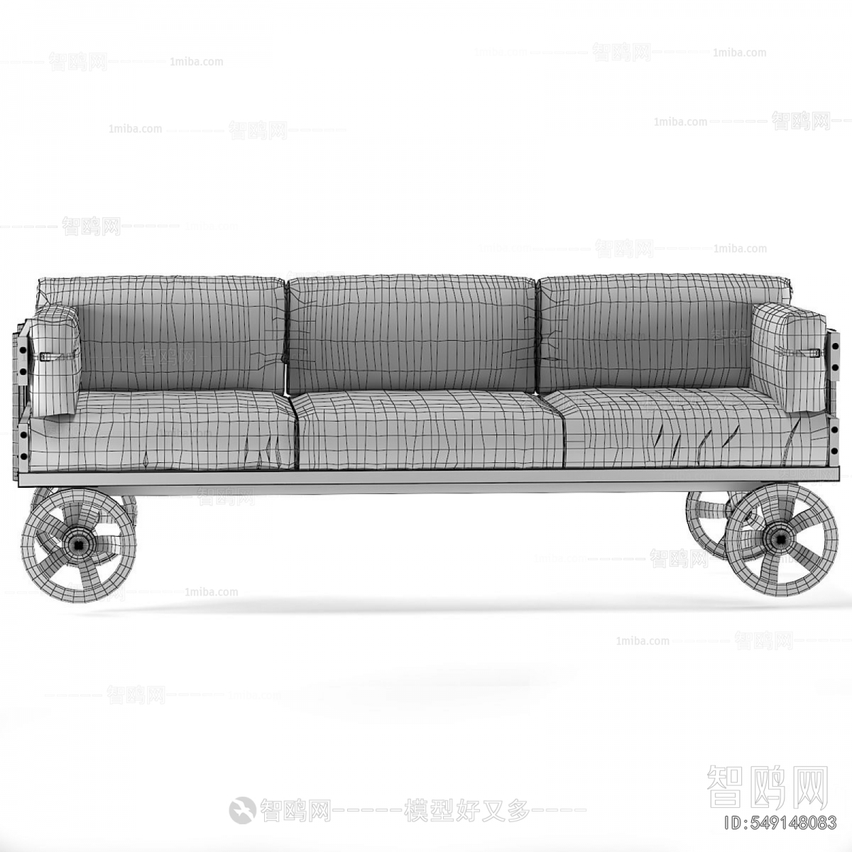Industrial Style Three-seat Sofa