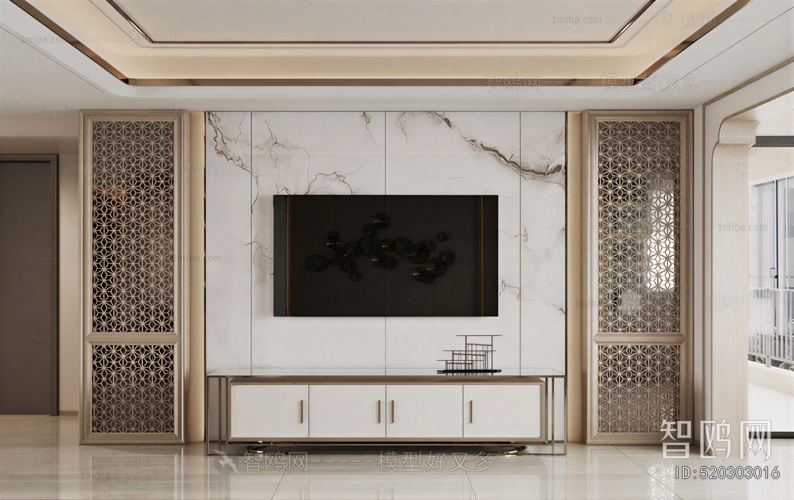 New Chinese Style TV Wall