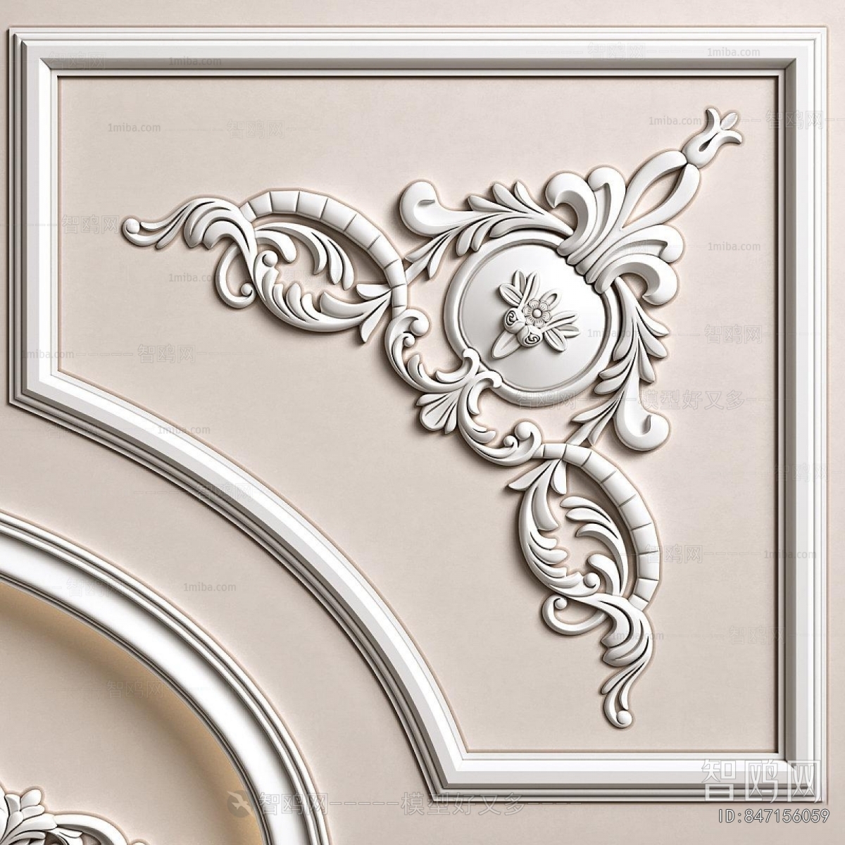 French Style Plaster Carved Top Plate