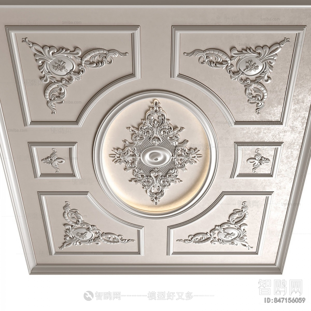 French Style Plaster Carved Top Plate