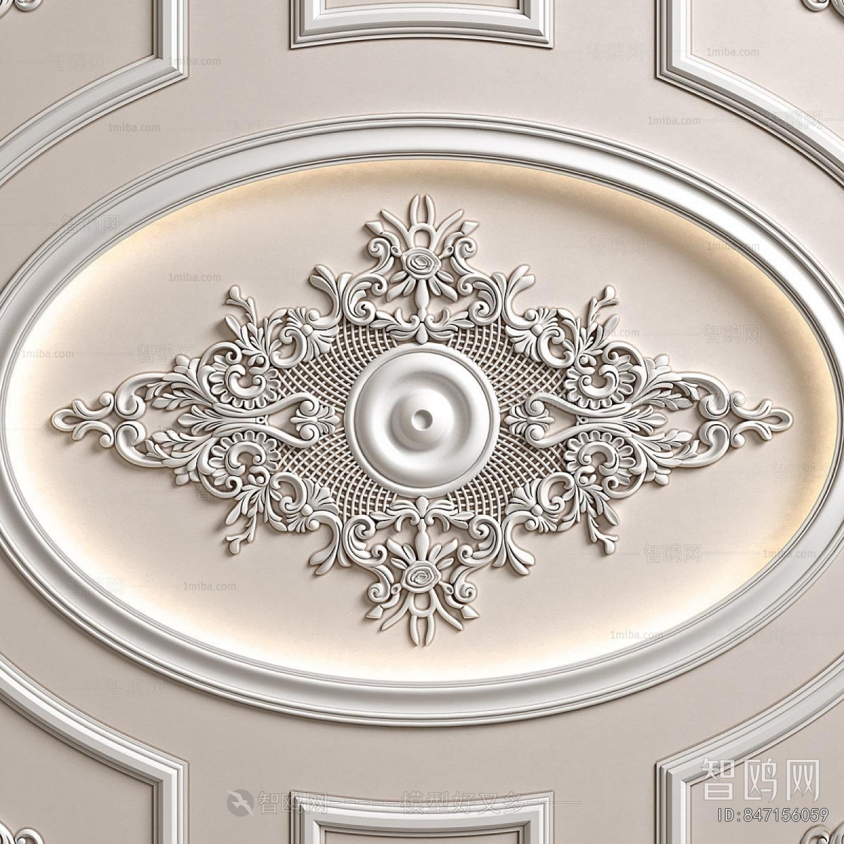 French Style Plaster Carved Top Plate