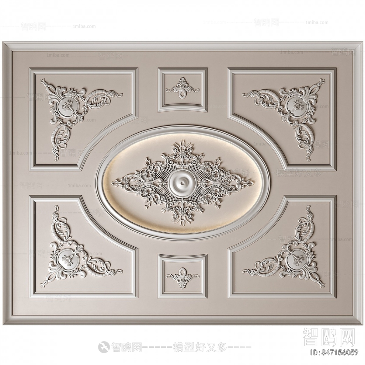 French Style Plaster Carved Top Plate