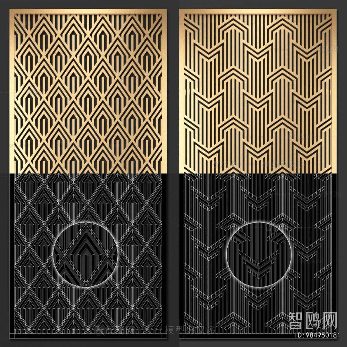 New Chinese Style Metal Screen Partition
