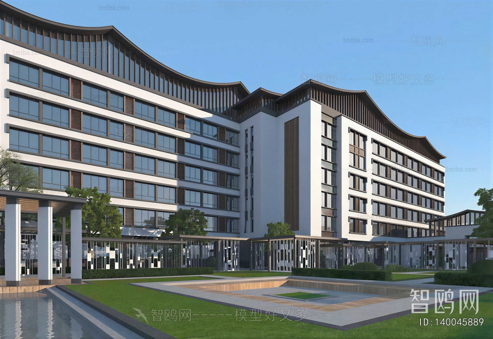 New Chinese Style Appearance Of Commercial Building