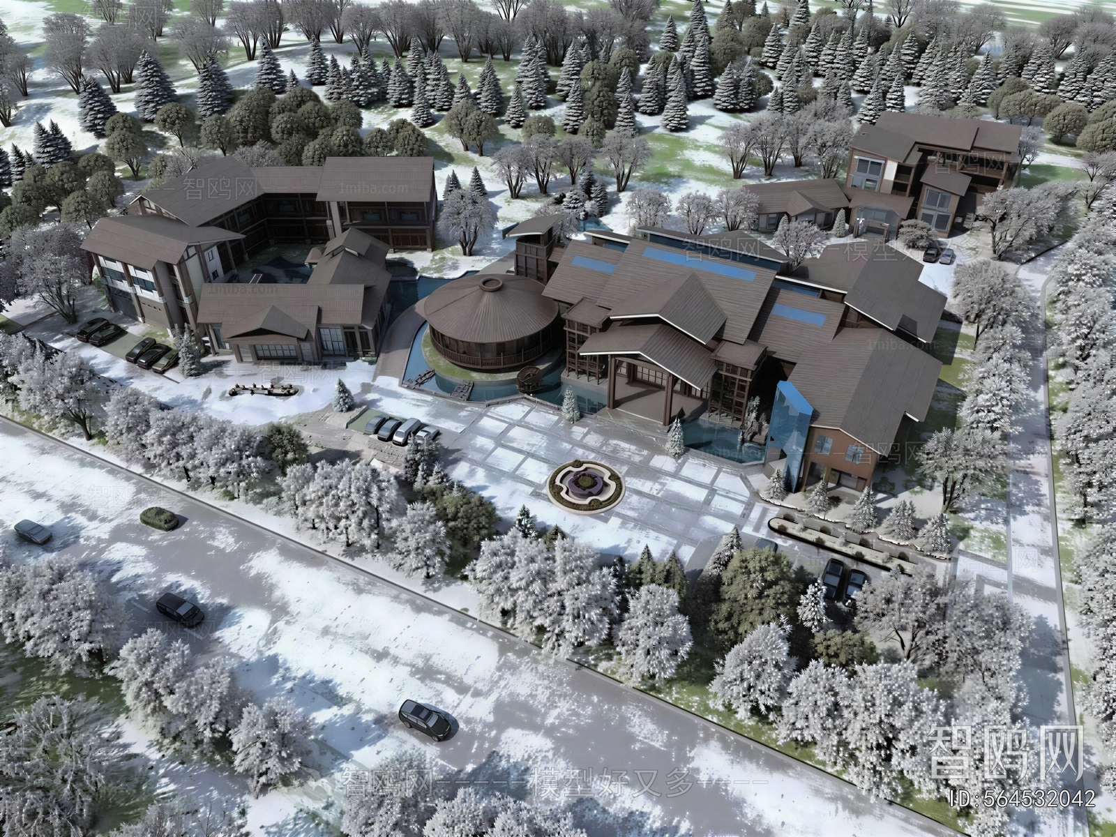 New Chinese Style Architectural Bird's-eye View Planning