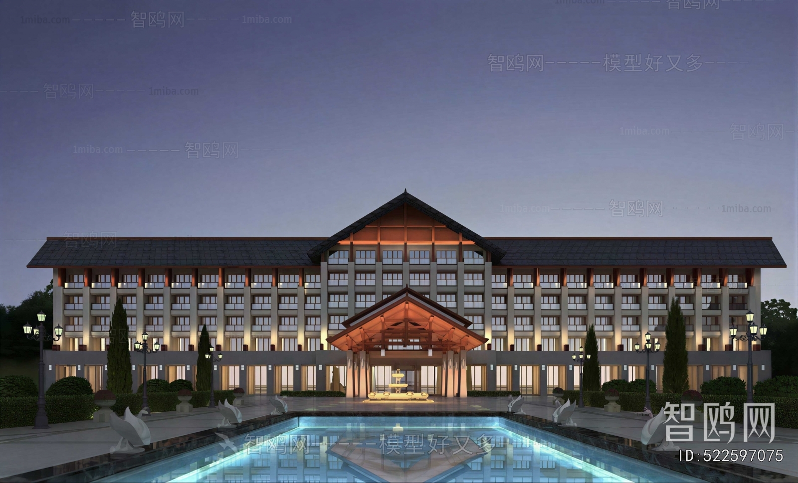 New Chinese Style Appearance Of Commercial Building