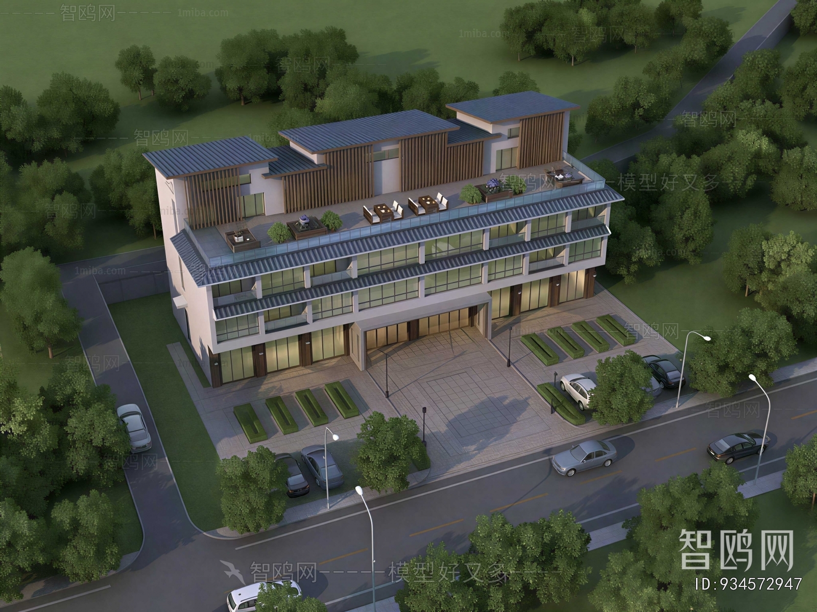 New Chinese Style Appearance Of Commercial Building