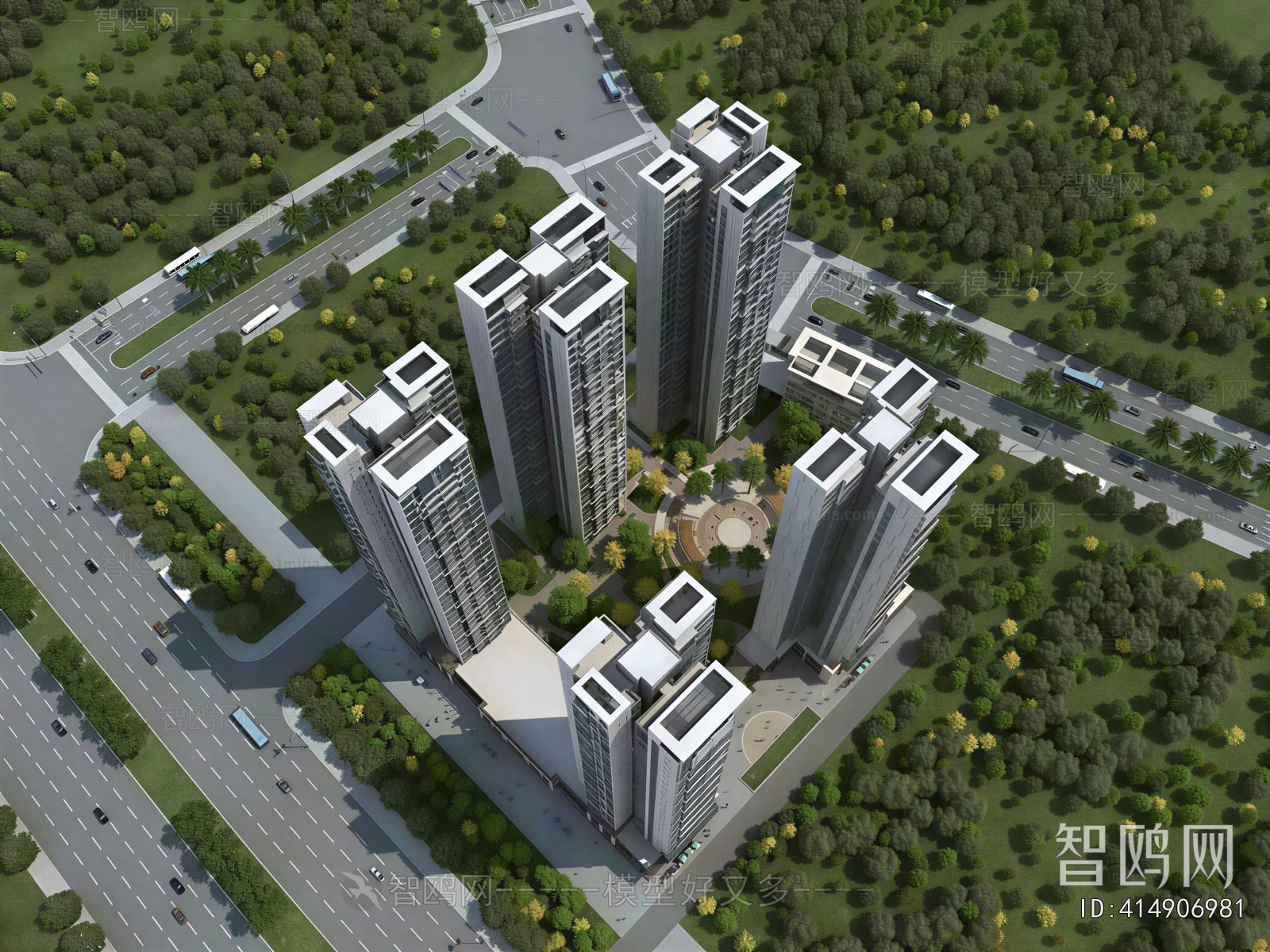 Modern Architectural Bird's-eye View Planning