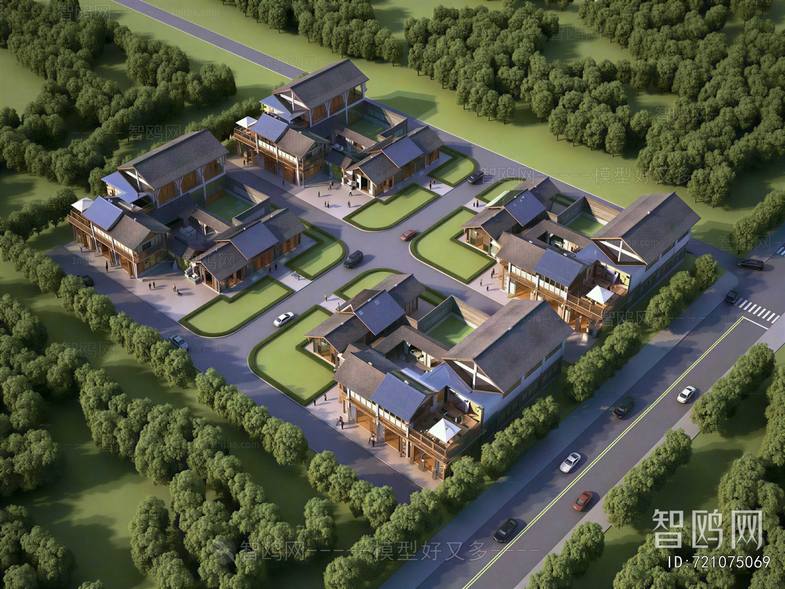 New Chinese Style Architectural Bird's-eye View Planning