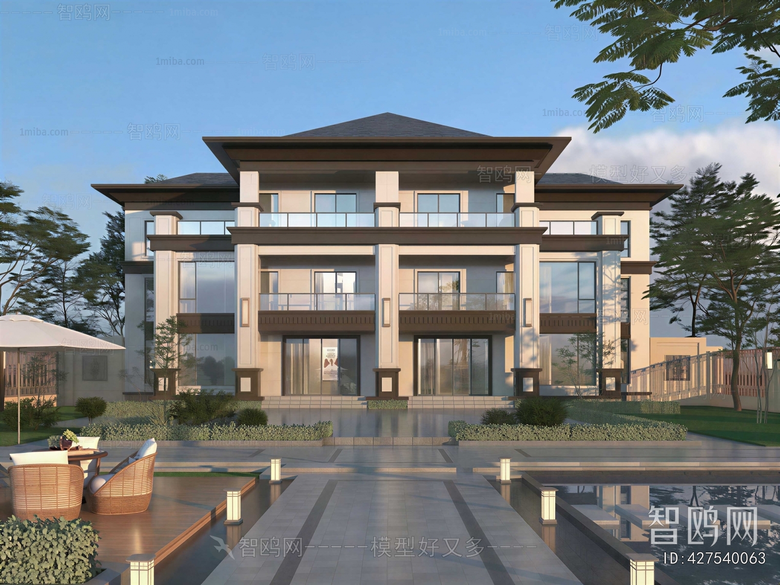 New Chinese Style Double Townhouse