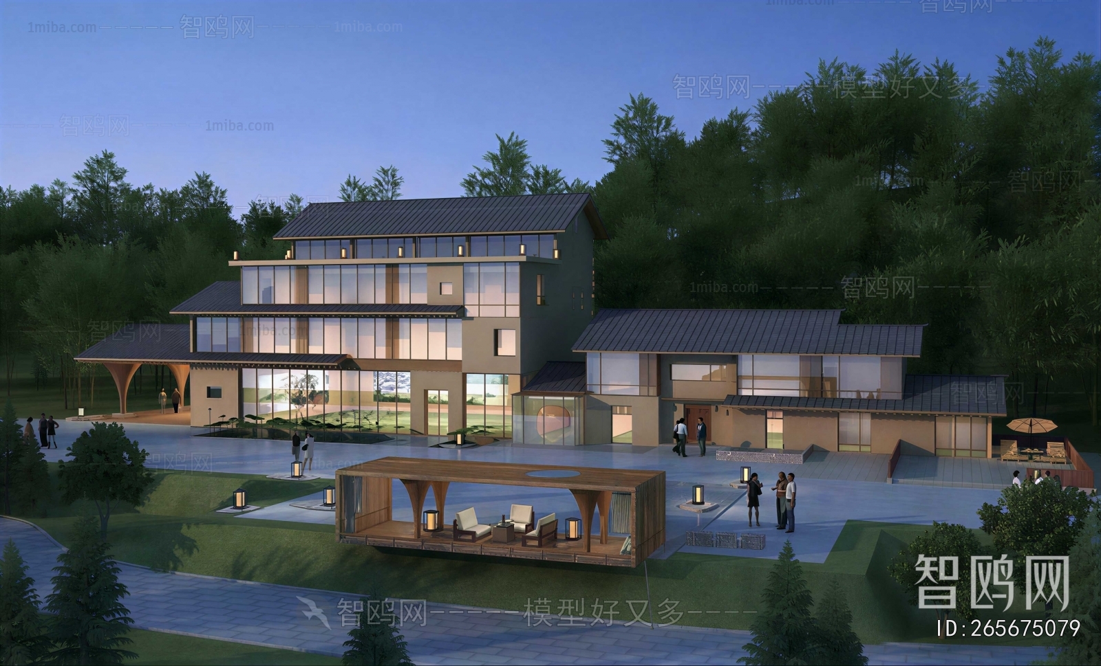 New Chinese Style Appearance Of Commercial Building