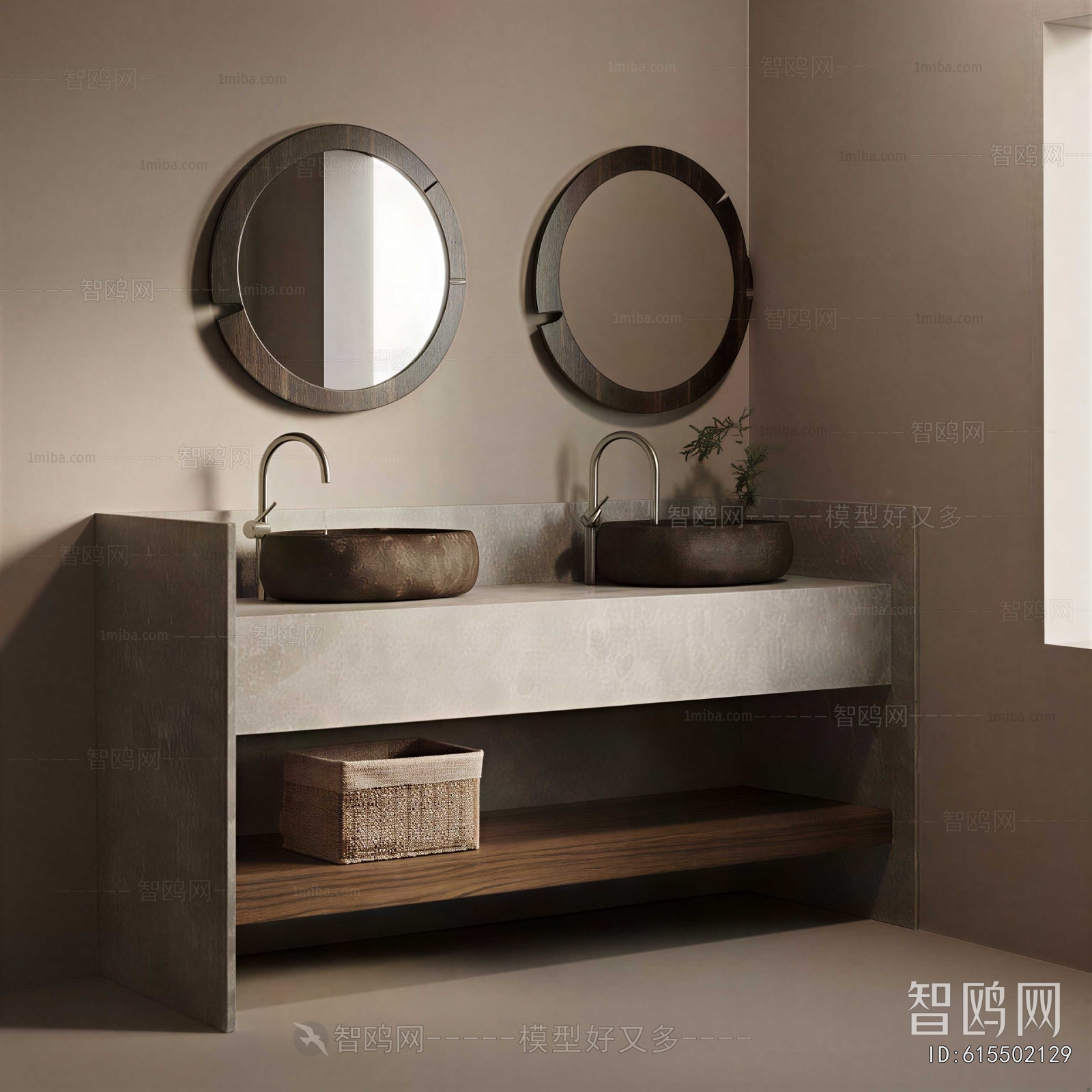 Wabi-sabi Style Bathroom Cabinet