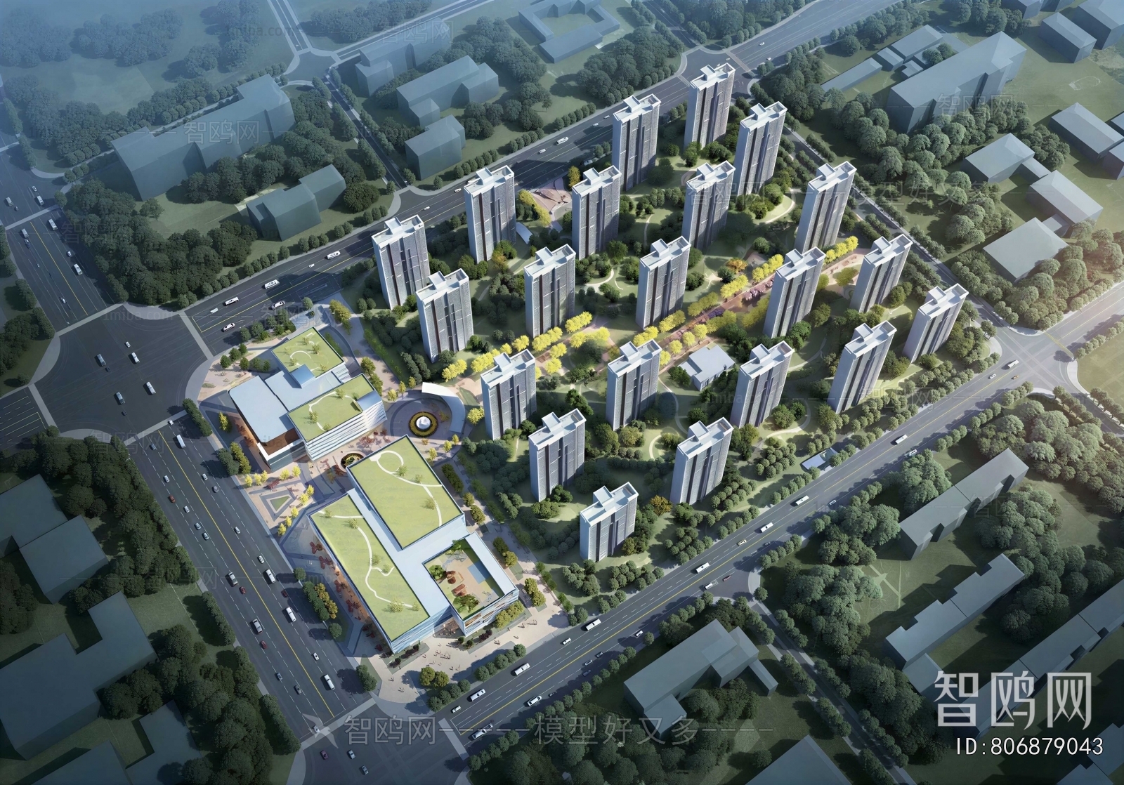 Modern Architectural Bird's-eye View Planning