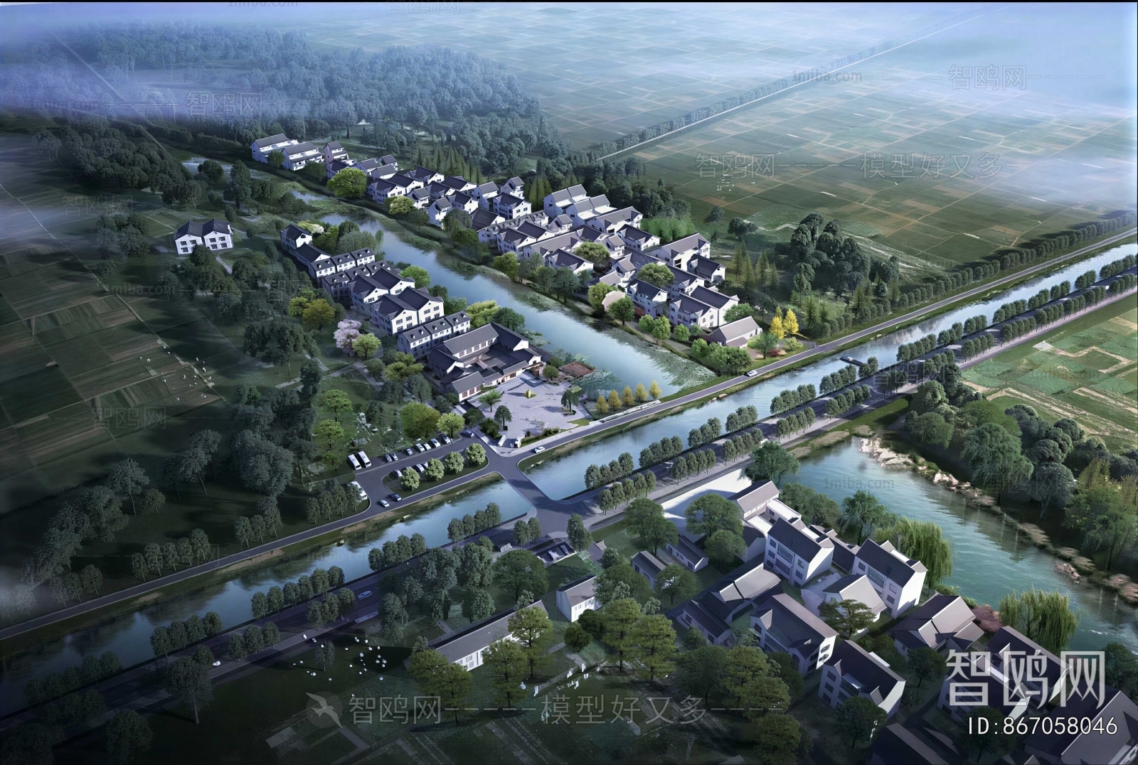 New Chinese Style Architectural Bird's-eye View Planning