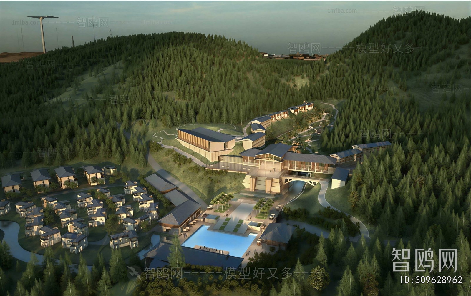 New Chinese Style Architectural Bird's-eye View Planning