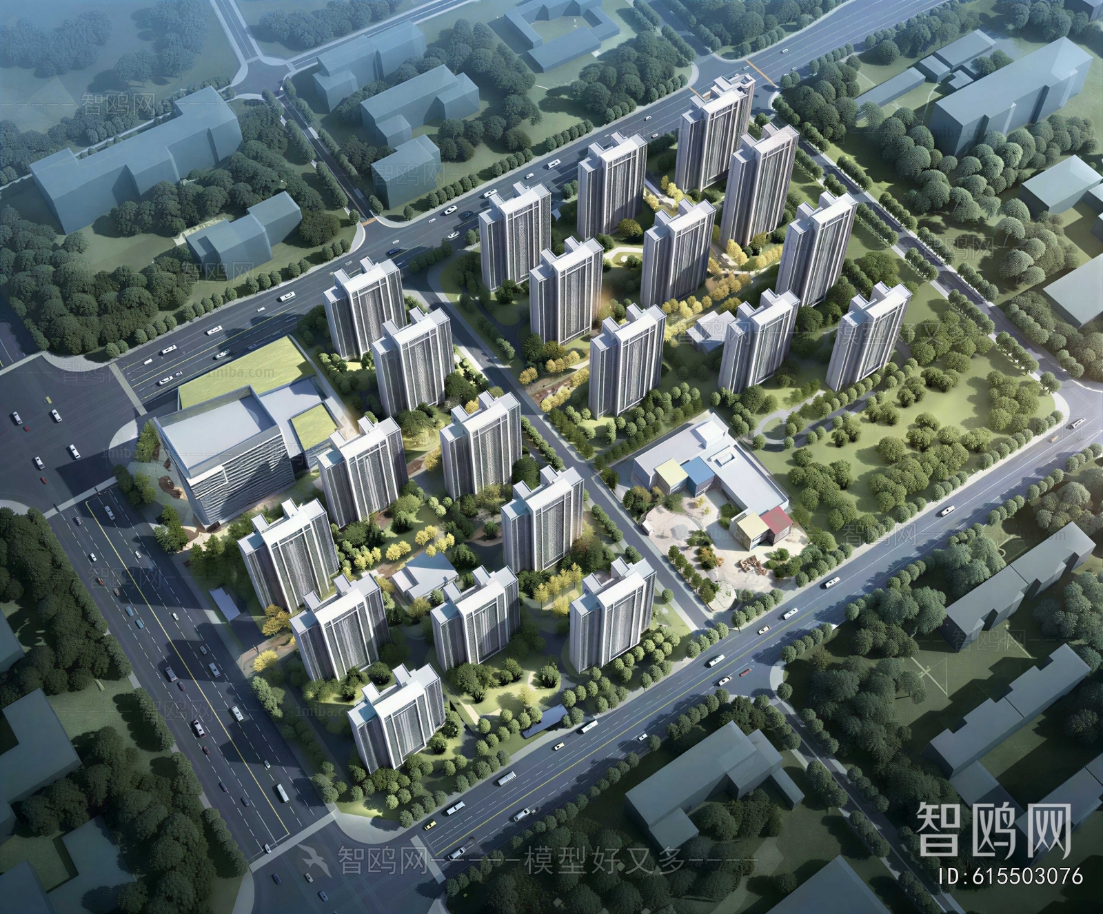 Modern Architectural Bird's-eye View Planning