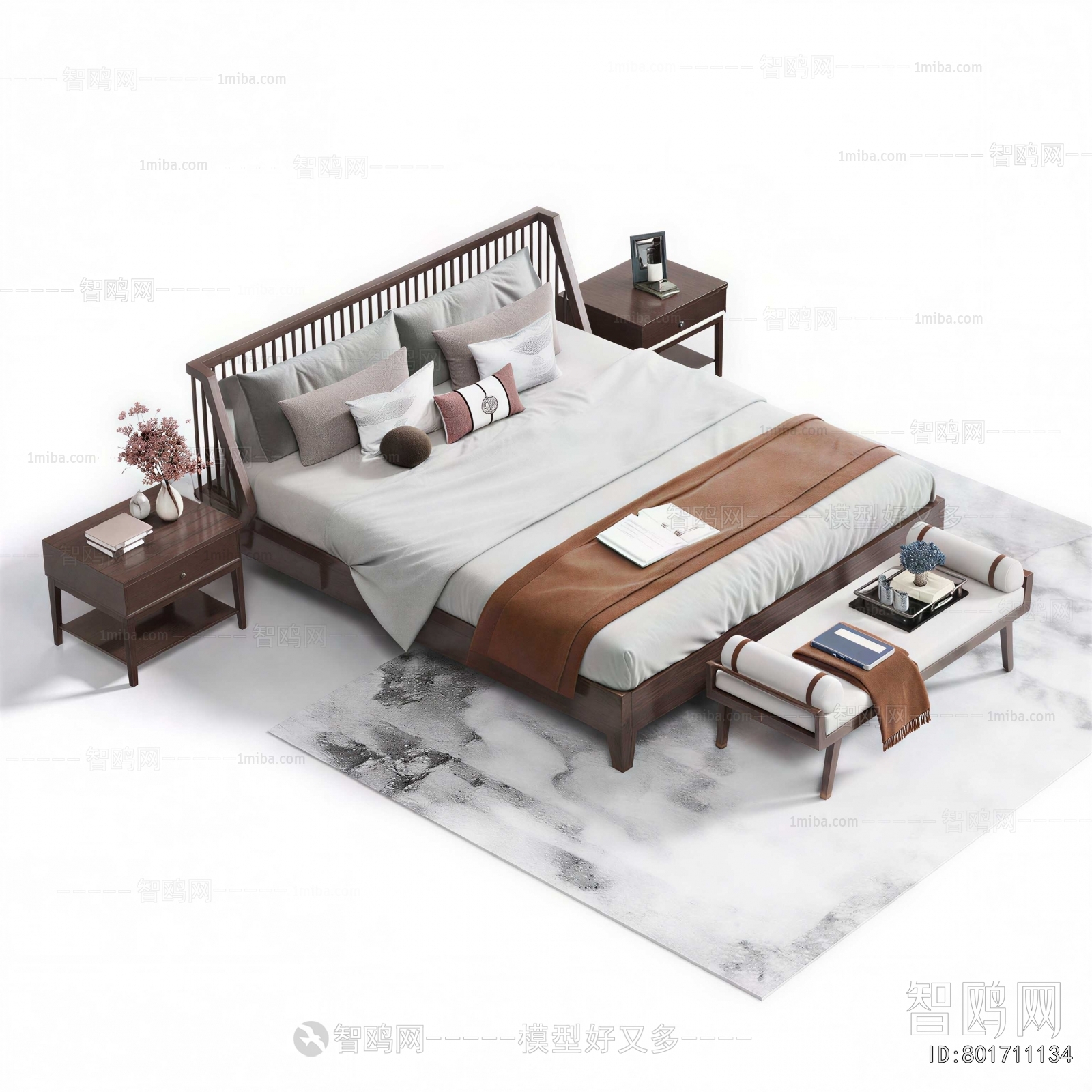 New Chinese Style Double Bed