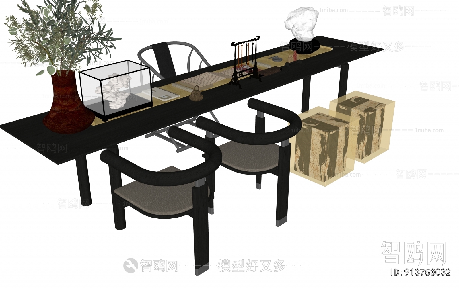 New Chinese Style Computer Desk And Chair
