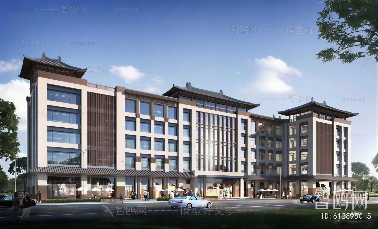 New Chinese Style Appearance Of Commercial Building