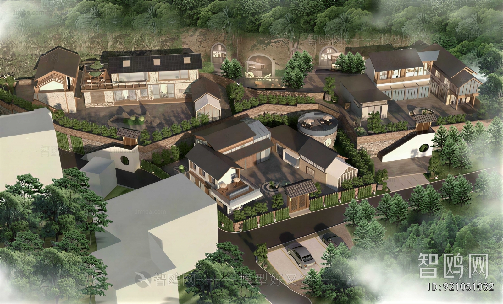 New Chinese Style Architectural Bird's-eye View Planning