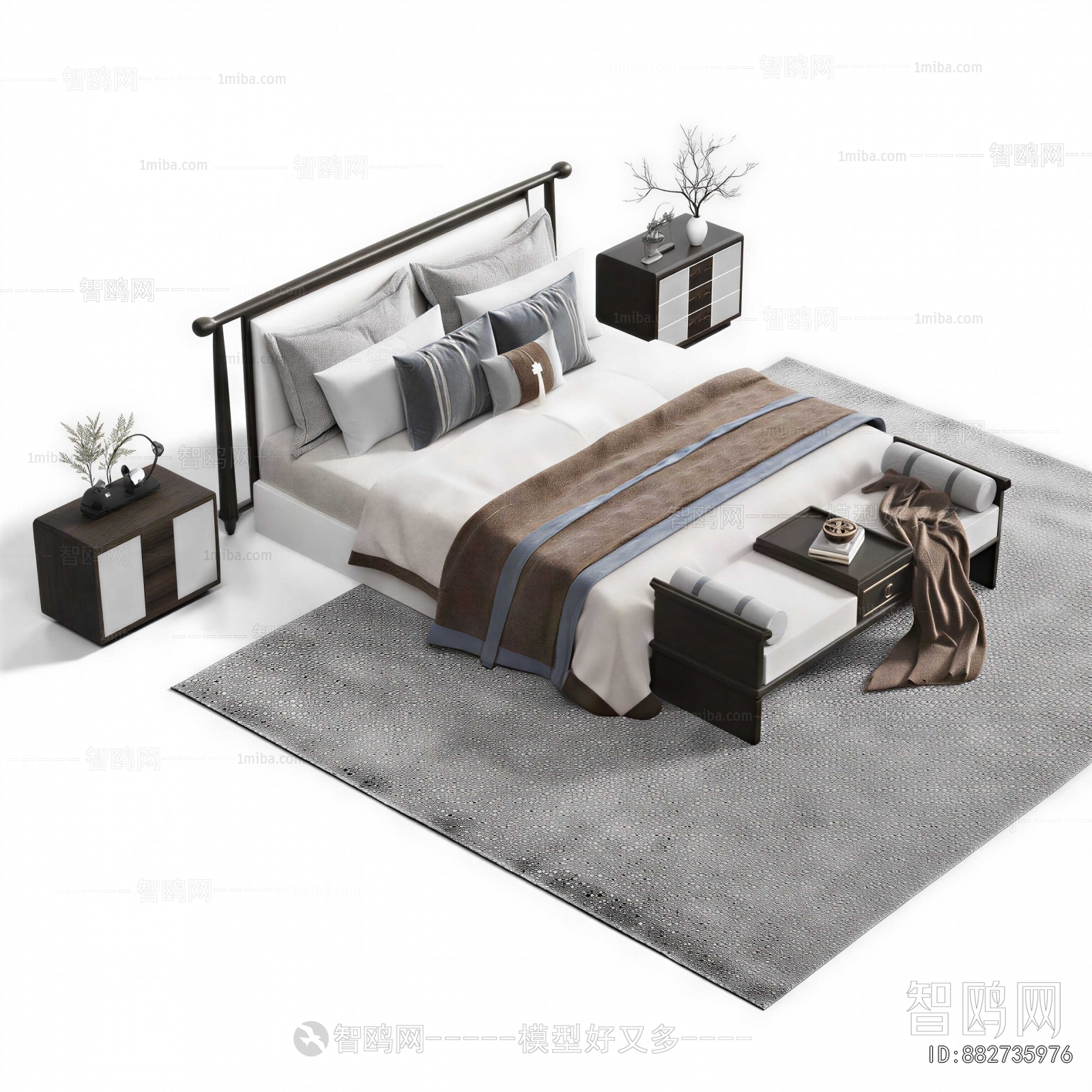New Chinese Style Double Bed