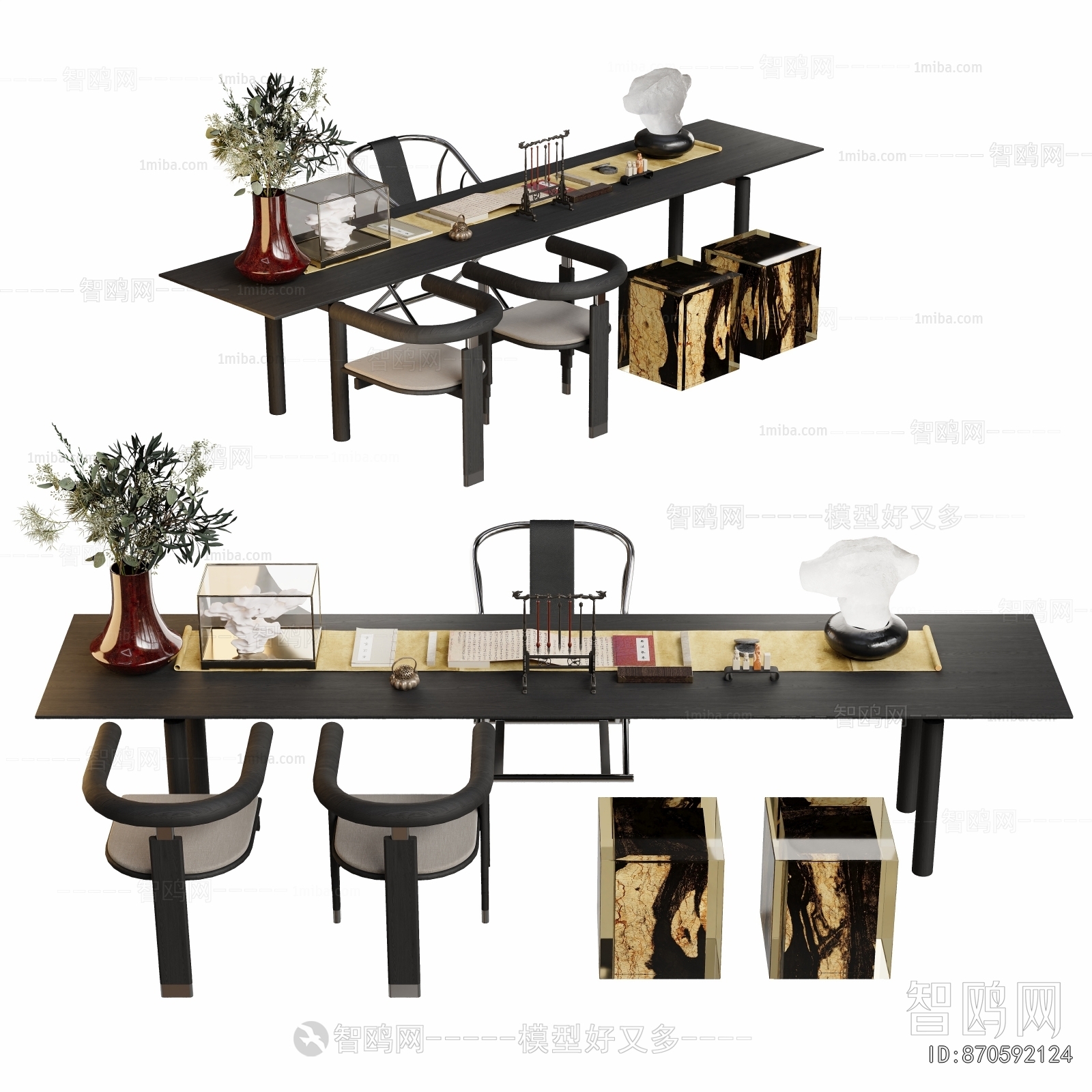 New Chinese Style Computer Desk And Chair