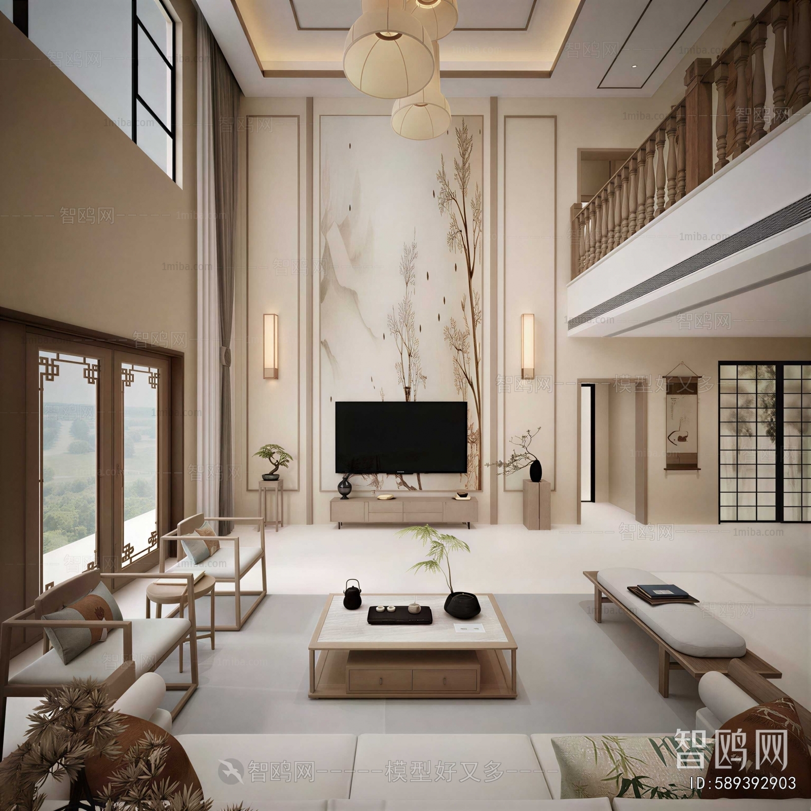 New Chinese Style A Living Room