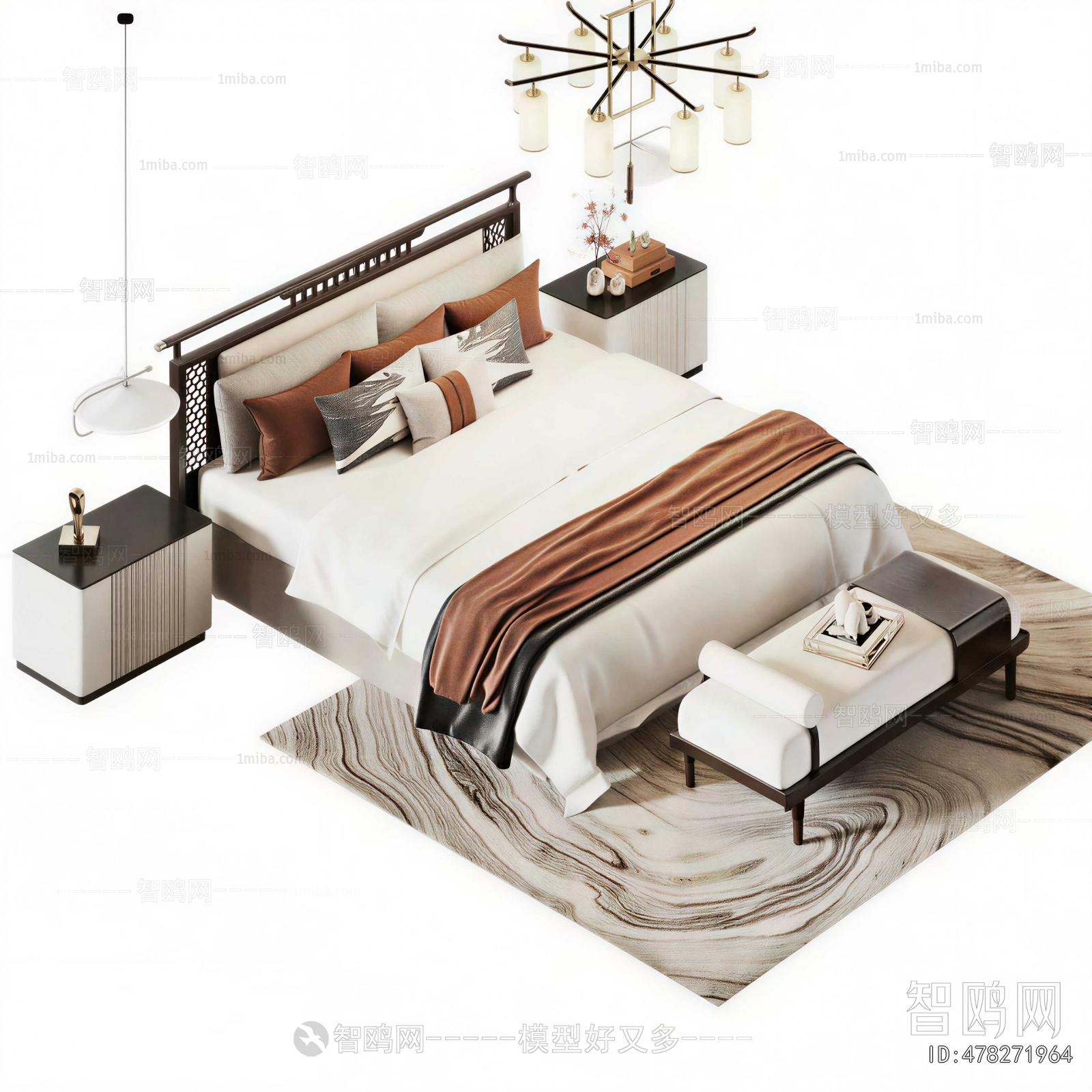 New Chinese Style Double Bed