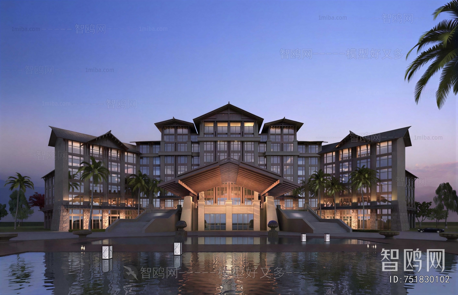 New Chinese Style Appearance Of Commercial Building