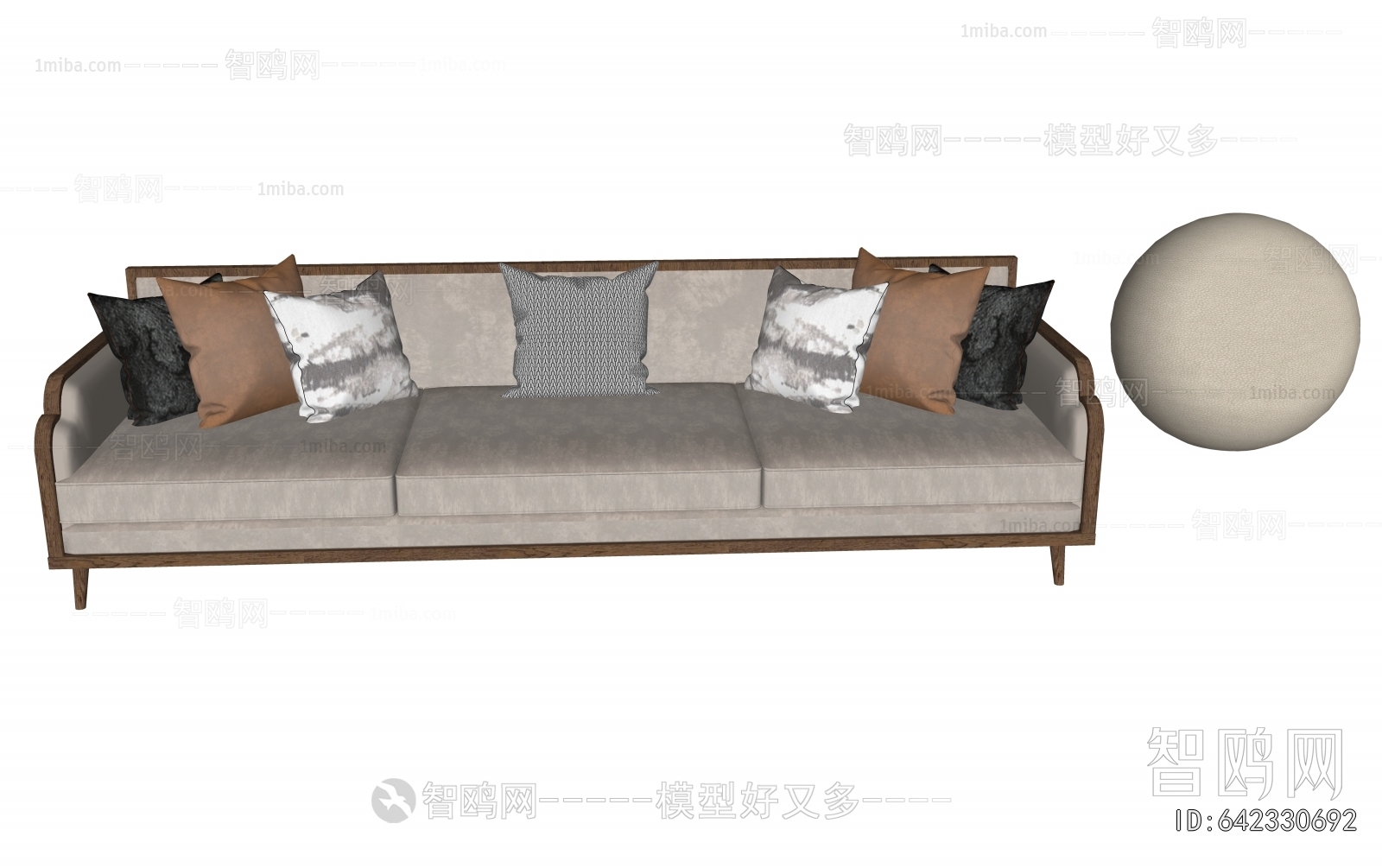 New Chinese Style Three-seat Sofa
