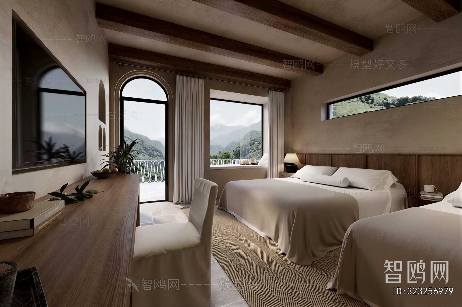 Wabi-sabi Style Guest Room