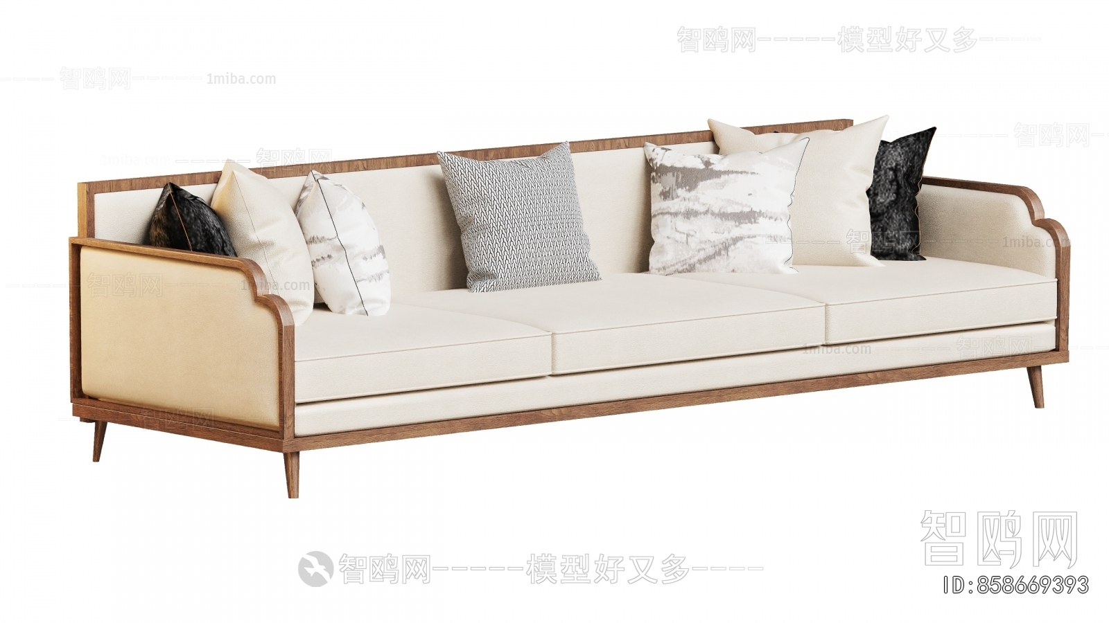 New Chinese Style Three-seat Sofa