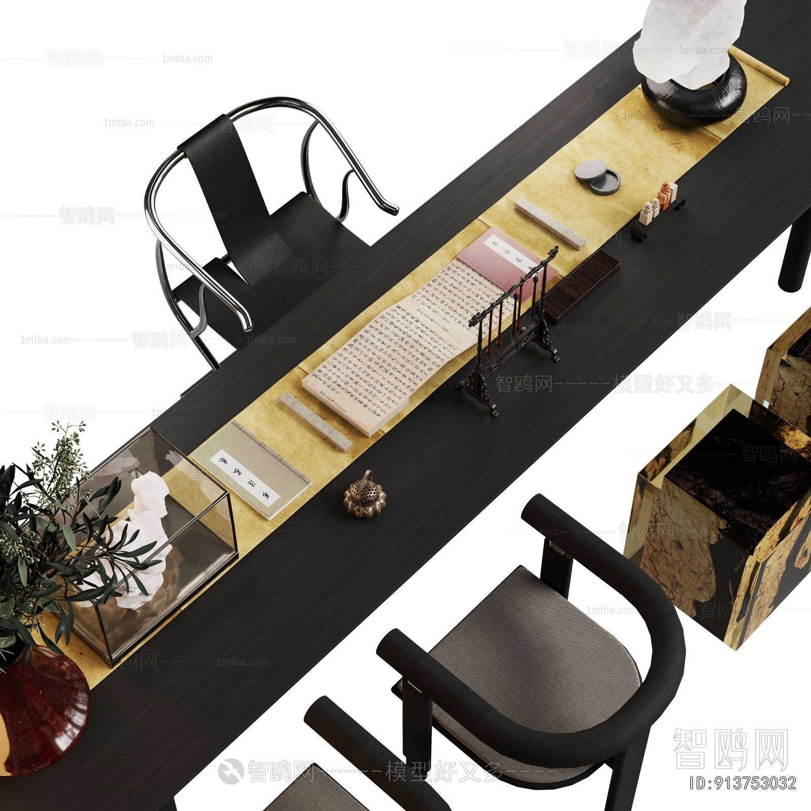 New Chinese Style Computer Desk And Chair