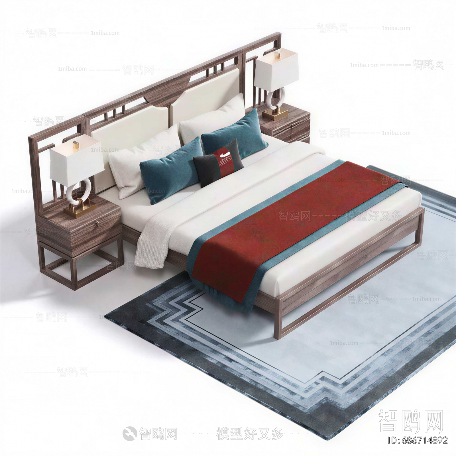 New Chinese Style Double Bed