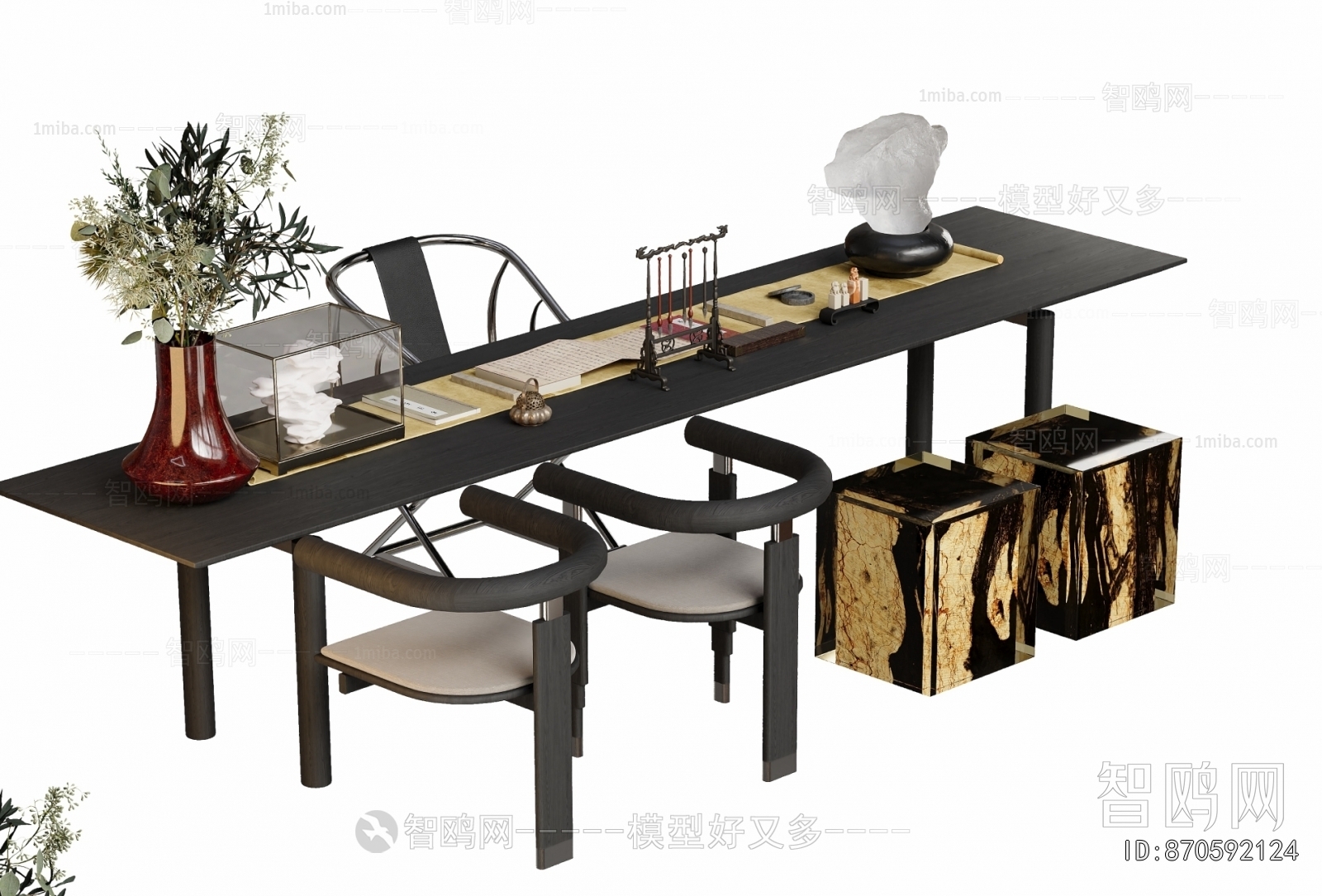 New Chinese Style Computer Desk And Chair