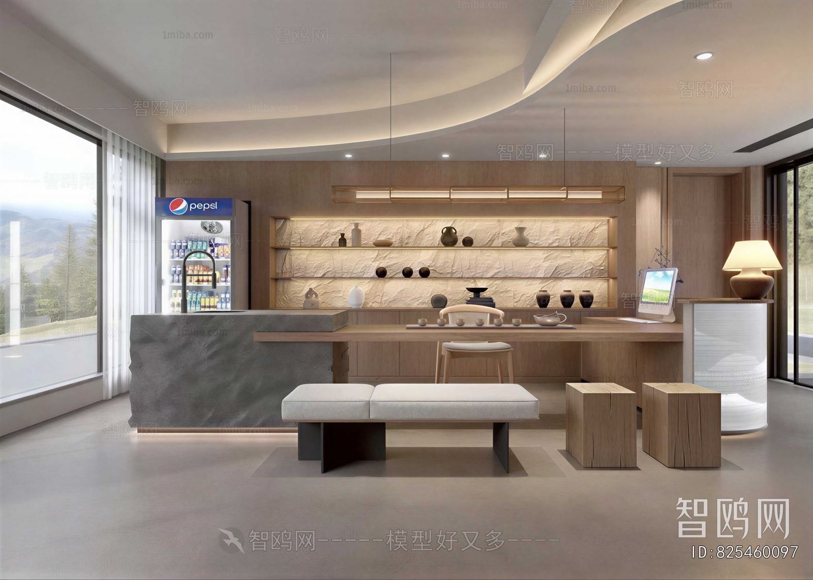 Wabi-sabi Style Office Reception Desk