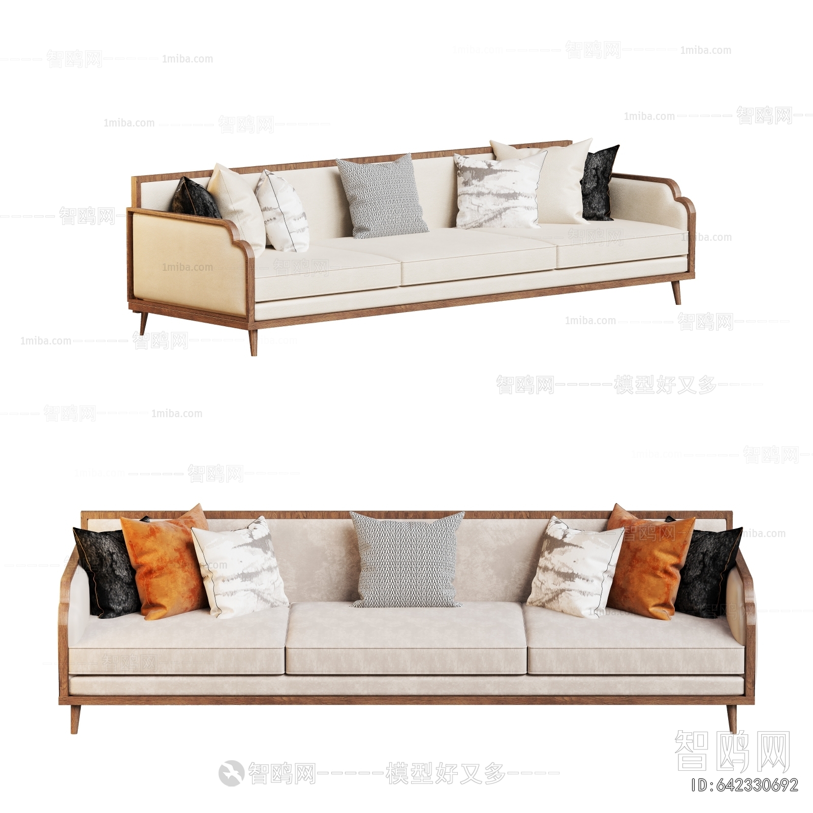 New Chinese Style Three-seat Sofa